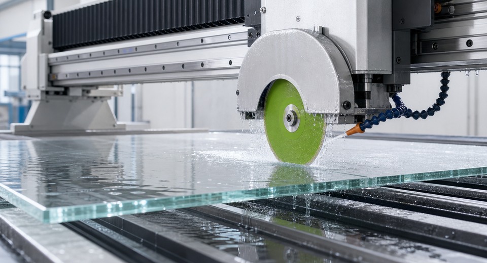 Glass processing material surface